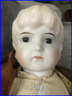 Margo Gregory Bisque Boy Doll 20 Signed M. Gregory Fabric Body Large! Germany