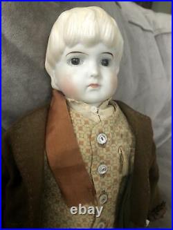 Margo Gregory Bisque Boy Doll 20 Signed M. Gregory Fabric Body Large! Germany