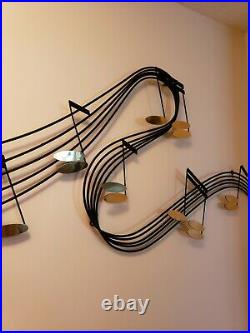 Mid Century Modern Curtis Jere Large Music Notes Wall Art Sculpture, Signed