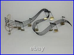 Mid Century Modern Curtis Jere Large Music Notes Wall Art Sculpture, Signed 1988