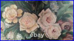 NICE LARGE ANTIQUE FLORAL STILL LIFE OIL PAINTING FLORENCE HELENA McGILLIVRAY