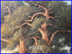 Old Antique European Landscape Oil Painting Artist Signed Original Trees Lake