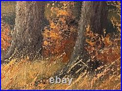 Old Antique European Landscape Oil Painting Artist Signed Original Trees Lake