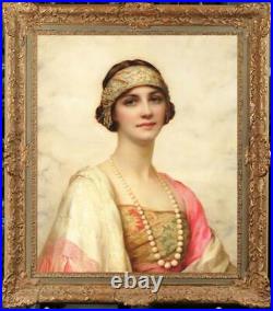 Old Master-Art Antique Oil Painting Portrait girl lady on canvas 20x24