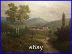 Original Antique French Oil Painting Landscape with Figure signed L. Schmitts