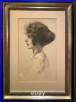 Original Gerald Cooper R. C. A. Large Portrait pencil of a woman. Signed. 81 x 58.5
