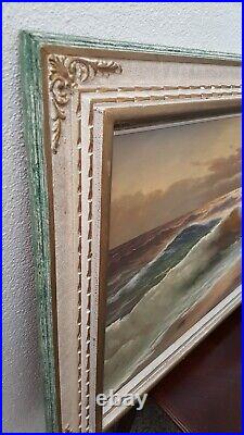 P. Riccardi Vintage Large Original Oil Painting Seascape Artist Signed