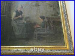 Painting Antique Portrait Masterful Impressionist Large 1920's Signed Interior