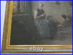 Painting Antique Portrait Masterful Impressionist Large 1920's Signed Interior