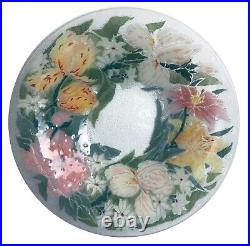 Peggy Karr Art Studio Bowl Signed Glass Large Antique Floral 13 Cottage Core