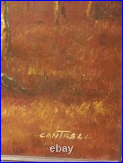 Phillip Cantrell Vintage SIGNED Landscape Trees OIL painting on LARGE canvas