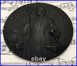 RARE Large Antique French Bronze Medal Plaque St Eligius Signed Tricard c1920