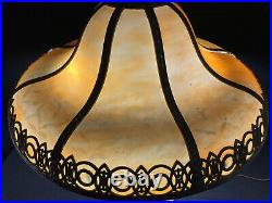 RARE SIGNED CHICAGO MOSAIC SHADE CO. TABLE LAMP With LARGE GLASS SHADE CIRCA 1910