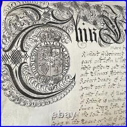 Rare 1692 Large Vellum Handwritten Indenture Manuscript Legal Document Old A3