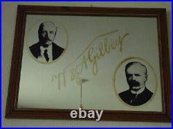 Rare Large Antique Advertising Gilbey Gin Founders Mirror Signed Commemorative