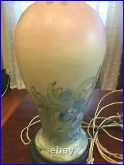 Rare Large Antique Weller Pottery Lamp Signed Leffler