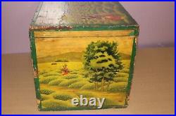 Rare Large Antique c. 1900 Japanese Tea Bin Box Wood Tin Lined Store Display Sign