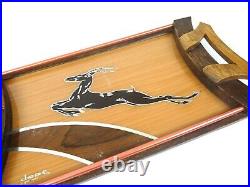 Rare Large French Avantgarde Gazelles Cocktail Tray Art Deco 30s Signed Dope