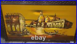 Rare Vintage Ashbrook Signed Painting on Wood ITALY Lighted Framed 52 x 28