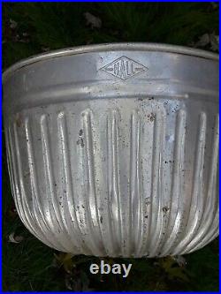 Rare Vintage Hall Bushel Basket Large Wash Tub Galvanized Metal Primitive Farm