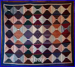 SIGNED HISTORIC 19thc LOG CABIN ANTIQUE QUILT CHESTER, PA SIGNATURES MEYERS