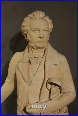 Schubert Antique Sculpture Polished Plaster Standing Figure of Famous Composer