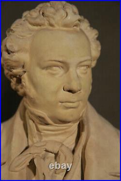 Schubert Antique Sculpture Polished Plaster Standing Figure of Famous Composer