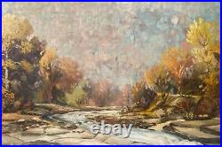 Signed 1958 J. Ray Yocum Antique Plein Air Landscape Impressionist Oil Painting