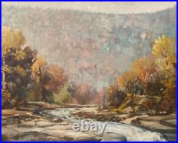 Signed 1958 J. Ray Yocum Antique Plein Air Landscape Impressionist Oil Painting