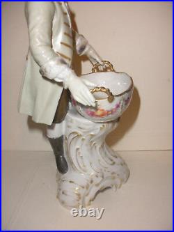 Signed Antique porcelain KPM men man holding a basket large 9 figure figurine