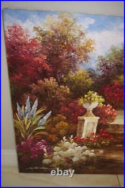 Signed D Hartman Original Colorful Garden PAINTING no frame