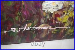 Signed D Hartman Original Colorful Garden PAINTING no frame