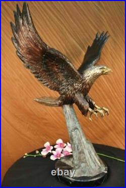 Signed Moigniez Large American Eagle Swoops toward Ground Marble Sculpture Gift