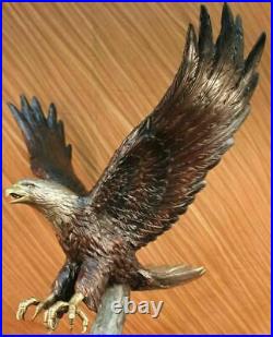 Signed Moigniez Large American Eagle Swoops toward Ground Marble Sculpture Gift