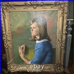 Signed Oil Painting Portrait Framed Signed 25x21 antique or vintage female