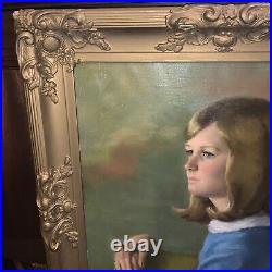 Signed Oil Painting Portrait Framed Signed 25x21 antique or vintage female