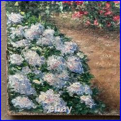 Signed, Unframed French Antique Oil on Canvas Painting- Garden Trellis & Path