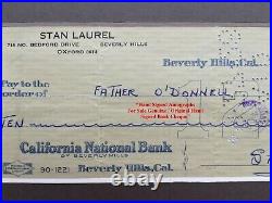 Stan Laurel Hand Signed Cheque Dated 1928 Display Mounted Very Rare