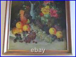 Stoitzner Oil Painting Antique 19th Century Still Life Fruit Art Deco Era Listed