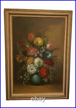 Stunning Vintage Still Life Framed Oil on Canvas Painting Signed