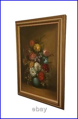 Stunning Vintage Still Life Framed Oil on Canvas Painting Signed