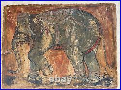 Thai Ancient Acrylic Hand Painting on Canvas Art Decor War Elephant Size 70X90cm