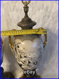 Two Large Italian Signed Hand Painted Porcelain Urns