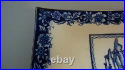 Unusual Large Antique Blue & White Asian Porcelain Platter /centerpiece, Signed