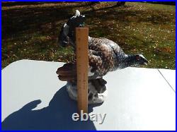 VERY LARGE SIGNED AMPHORA ANTIQUE SPRUCE GROUSE FIGURINE 13 3/4 x 13 x 10