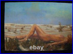 VINTAGE FRENCH OIL PAINTING ON CANVAS, NUDE WOMAN, SIGNED, 20th CENTURY