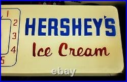 VINTAGE LARGE ELECTRIC LIGHT-UP HERSHEY'S ICE CREAM ADVERTISING CLOCK SIGN 24x11