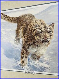 VTG Snow Leopard The Chase Signed Print John Seerey Lester LE 590/950 Matted