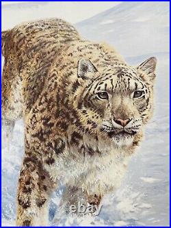 VTG Snow Leopard The Chase Signed Print John Seerey Lester LE 590/950 Matted