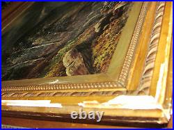 Very Large Antique Oil Painting On Canvas'' Mountains'' Signed By A. Reynolds